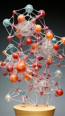 A visually stunning molecular model displays the delicate interconnections between atoms, resembling an intricate web of elements.