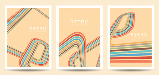 minimalist retro style colorful striped wall decoration poster