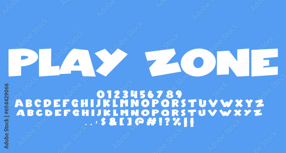 Wall mural play zone kid comic font sign font script vector lettering. typography. Motivational quote. Calligraphy postcard poster graphic design lettering element - Wall murals