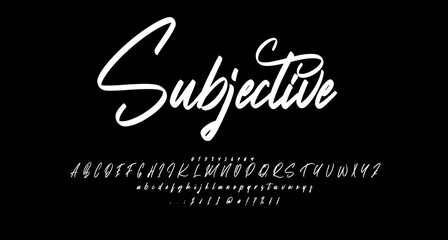subjective  script sign font script vector lettering. typography. Motivational quote. Calligraphy postcard poster graphic design lettering element