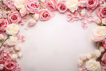 pink roses border for Valentine day,Generated By Ai

