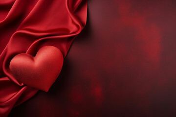 red heart on silk,Generated By Ai