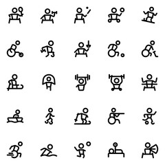 accessibility sport line icon sheet
