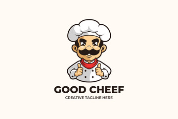 Chef Cartoon Character Food Restaurant Logo Template