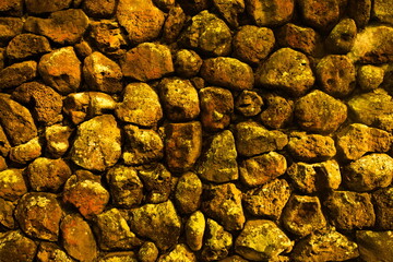 Close up of a wall made of Hawaiian lava rocks