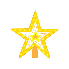 Obraz premium ornament christmas star cartoon. merry festive, bright night, golden glitter ornament christmas star sign. isolated symbol vector illustration