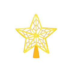 festive christmas star cartoon. bright night, golden glitter, blue tree festive christmas star sign. isolated symbol vector illustration