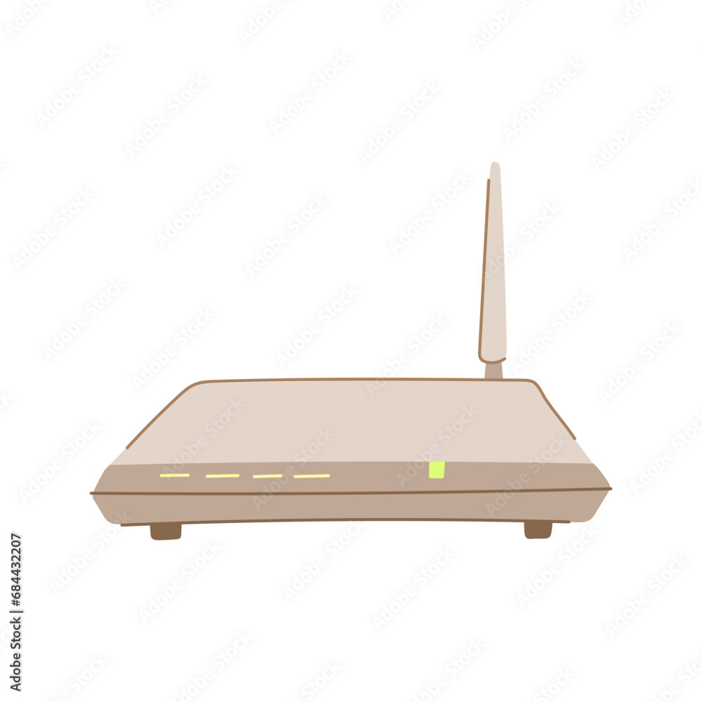 Aufkleber internet dsl modem cartoon. technology router, communication wireless, web wlan internet dsl modem s
