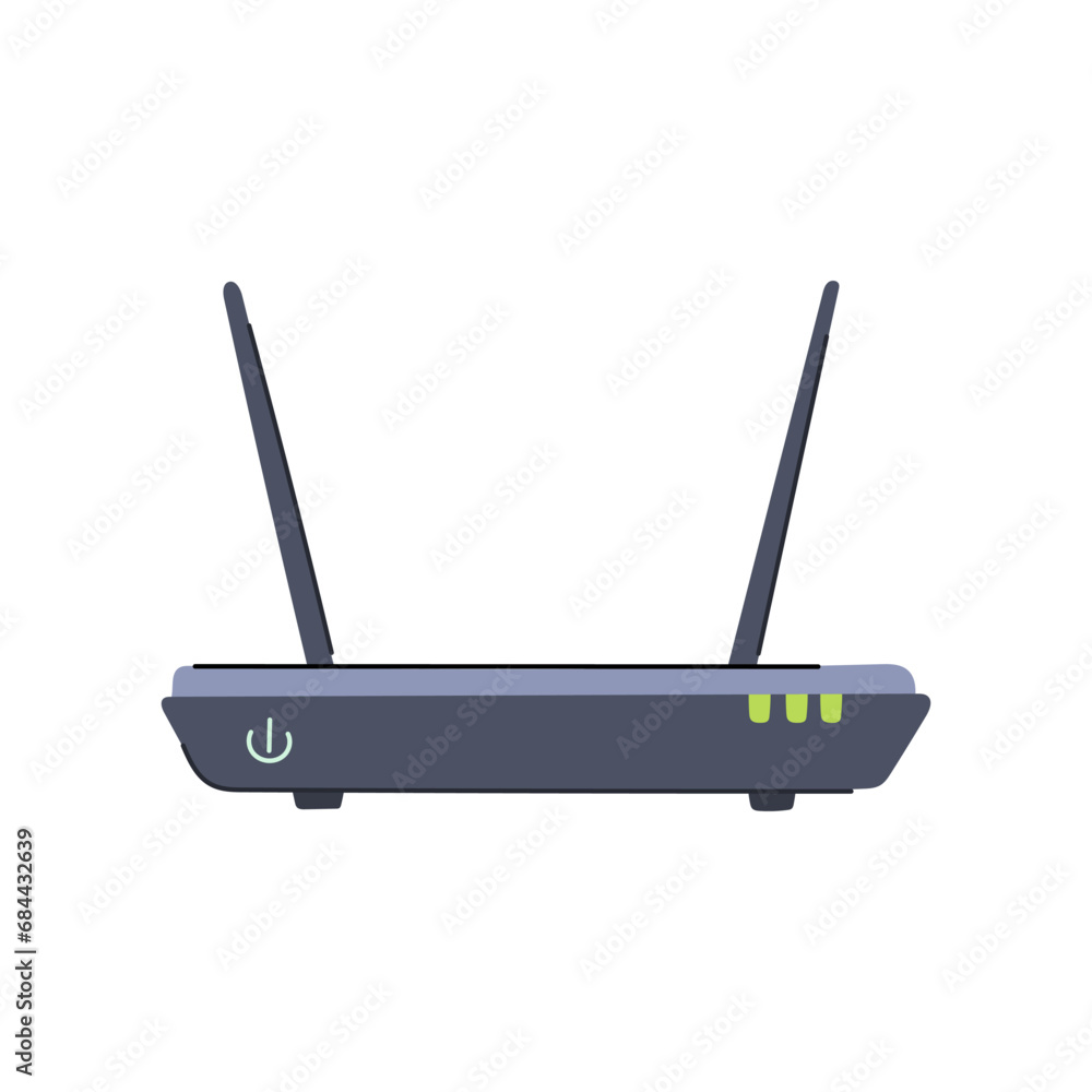 Poster a dsl modem cartoon. broadband ethernet, lan net, wifi speed a dsl modem sign. isolated symbol vecto