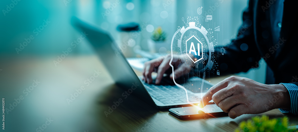 Poster ai tech enhances businesses by processing data, improving decision-making, developing innovative pro