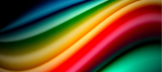 Rainbow color wave lines on black. Techno or business abstract background for posters, covers, banners, brochures, websites