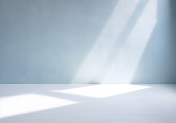 Minimal soft blue studio room background for product presentation with spotlight, Generative AI
