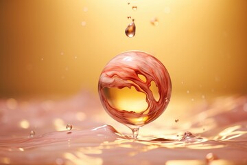 A glass ball with a liquid inside of it. Generative AI.