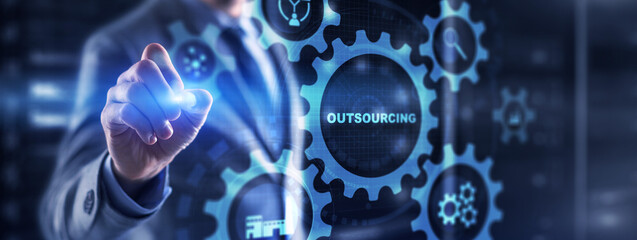Inscription: Outsourcing. Global Recruitment Business, Technology, Internet and network concept