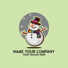 snowman with gray moon logo icon vector design
