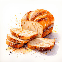 sliced ​​bread, watercolor illustration
