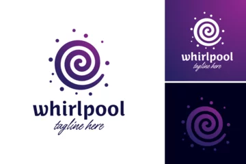 Foto auf Acrylglas Whirlpool logo design template. A logo for a water-selling company with a spiral design. It's suitable for water companies, bottled water brands, and aquatic products to convey fluidity and innovation © AikStudio