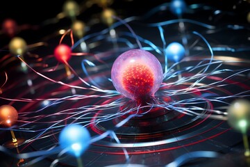 Captured details of quantum fluctuations within a nano-scale atomic system, showcasing dynamic energy shifts and particle interactions.
