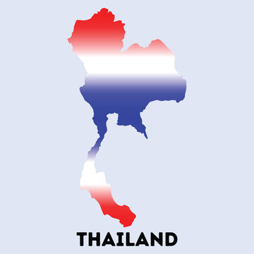 Thailand map flag, Thai flag pattern, vector isolated on light blue background