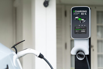 Electric vehicle technology utilized to residential area or home charging station for EV car...