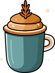 Decorated hot chocolate or coffee cup Christmas drink clipart, PNG file no background