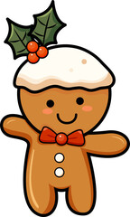 Christmas gingerbread man clipart, PNG file no background