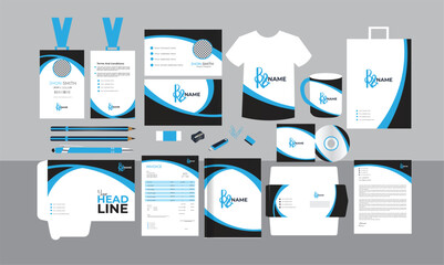 Brand Identity Mock-Up of the stationery set.Business office stationary mockup template of File folder,   corporate mug, T-shirt, CD Disk, and cover.