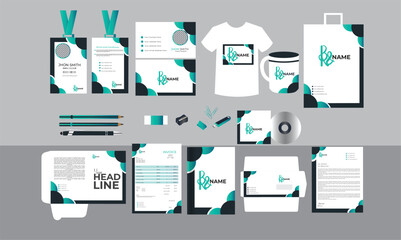 Brand Identity Mock-Up of the stationery set.Business office stationary mockup template of File folder,   corporate mug, T-shirt, CD Disk, and cover.