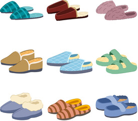 man slippers set cartoon. young male, home feet, person pajamas man slippers sign. isolated symbol vector illustration