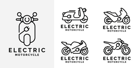Electric motorcycle logo set design vector