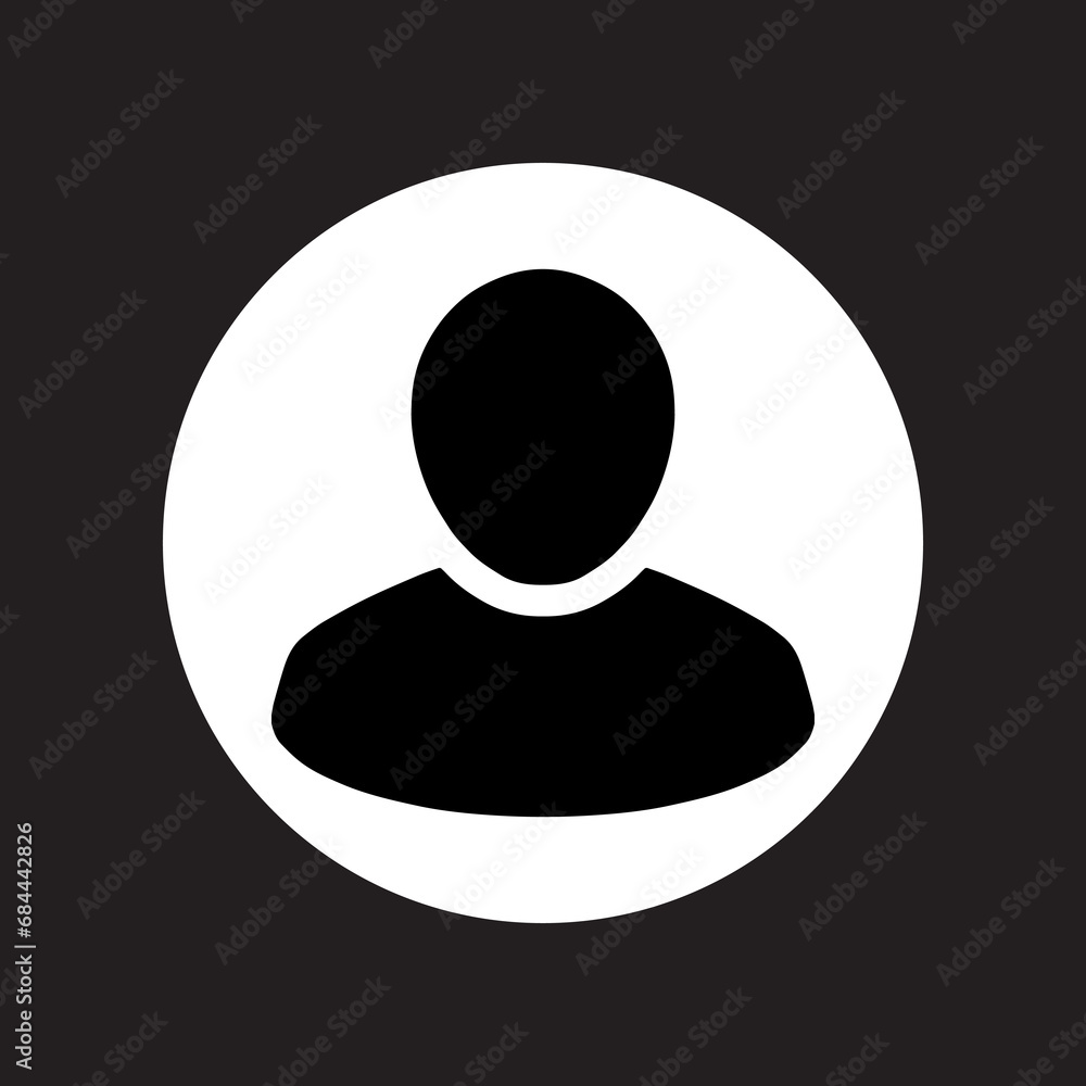 Poster user icon vector. profile mark logo design. profile vector icon illustration in circle isolated on b