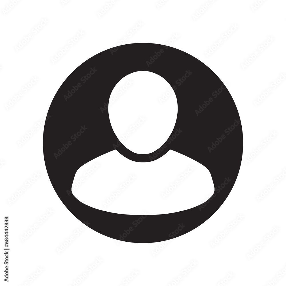 Poster user icon vector. profile mark logo design. profile vector icon illustration in circle isolated on b