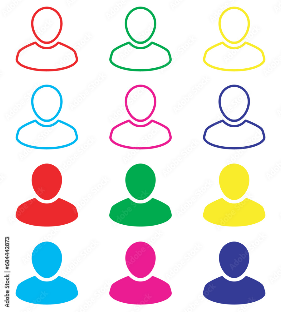 Poster user icon vector. profile icon sign symbol in trendy flat style. set elements in colored icons. prof