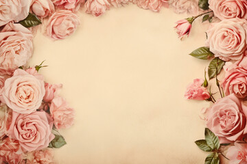 vintage background with roses for Valentine day,Generated By Ai 