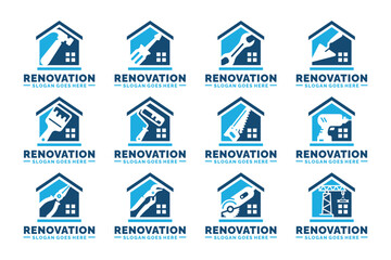 Home renovation logo set design vector illustration