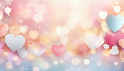 Valentine day background with glowing hearts - obrazy, fototapety, plakaty