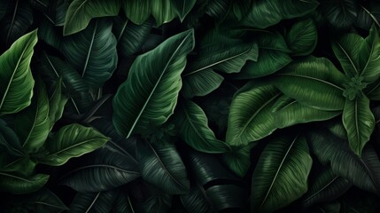 A mesmerizing composition of dark and textured tropical leaves, offering endless possibilities for your design endeavors.