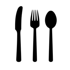 カトラリー（ナイフ・フォーク・スプーン）のベクターイラスト_シルエット