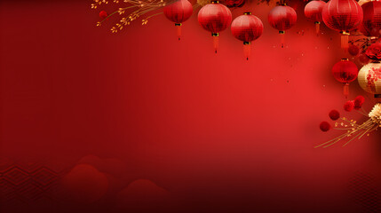 red christmas background with snowflakes empty red background with decorations of chinese new year
