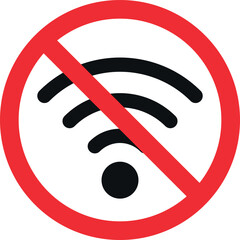 No wifi signal sign. Forbidden signs and symbols.