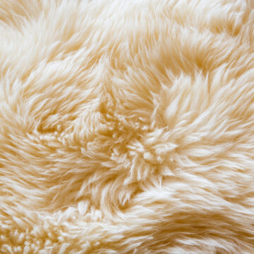 Luxurious wool texture from a white sheepskin rug