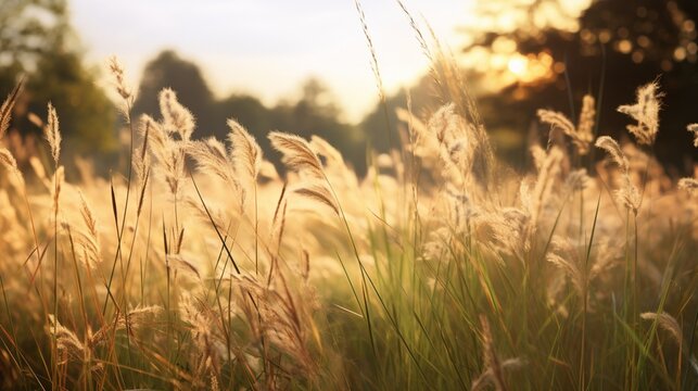 A sunlit meadow with tall grasses swaying in the wind, perfect for adding a touch of summer to your photo overlays.