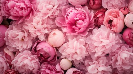 A vibrant and captivating pink peony garden captured in high-definition, offering a lively and colorful floral backdrop.