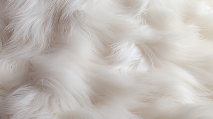 A visually appealing close-up image that portrays the exquisite texture of white fluffy fur, reminiscent of the softness of cotton wool, creating a luxurious and comforting background.