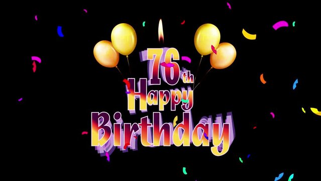 Happy Birthday 76th Celebration Colorfull Fireworks Logo Design Videos