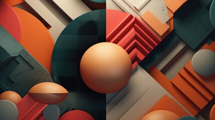 Colorful Abstract Geometric Shapes in a 3D Composition