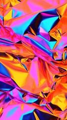 Vibrant Neon Foil Textures with Iridescent Reflections