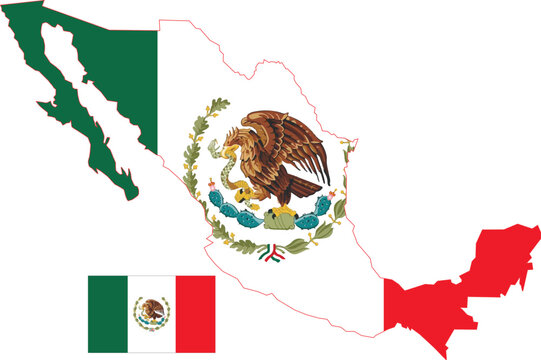 Mexico Map and Flag
