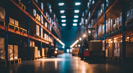 Fototapeta premium Well-Managed Warehouse Space: Stacked Boxes and Racks