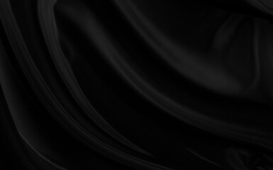 Black gray satin dark fabric texture luxurious shiny that is abstract silk cloth background with patterns soft waves blur beautiful.